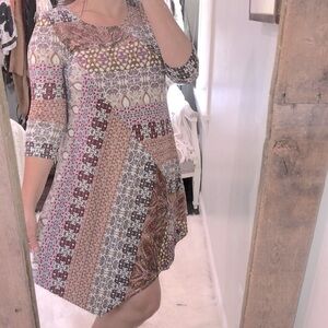 New Directions boho floral handkerchief dress
